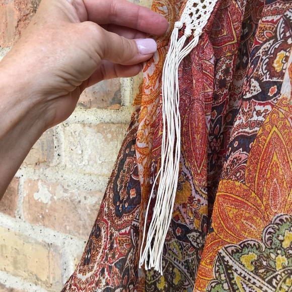 Zara Sheer Printed Tassel Blouse - Picture 5 of 6